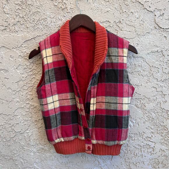 Gap Jackets & Blazers - Vintage Gap Reversible Plaid Quilted Vest Red Flannel Layer Size M